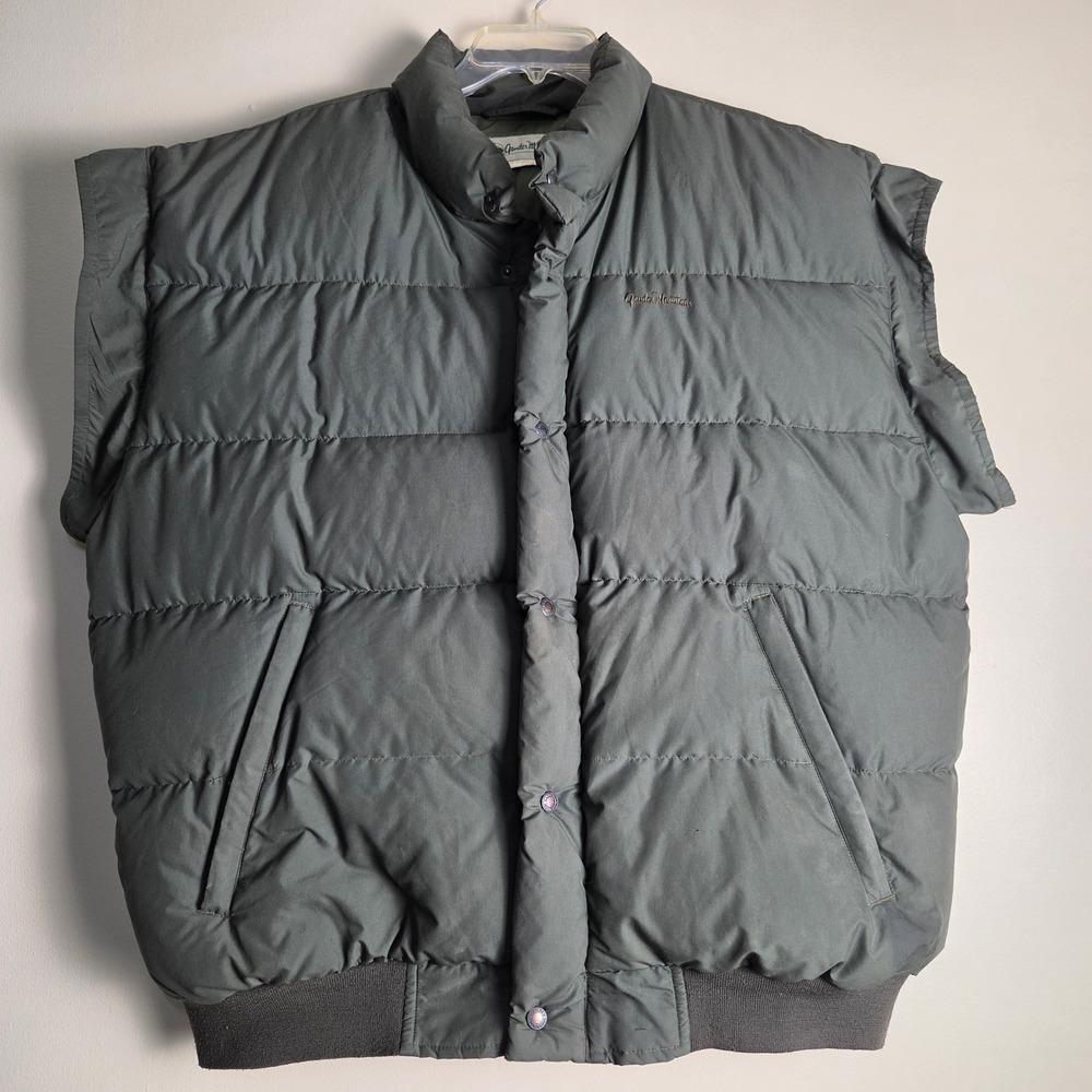 Gander Mountain Mens XXL Dark Green Quilted Puffer Vest Full Zip Snap Front